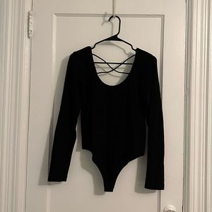 Forever 21 long sleeve cross back ribbed bodysuit size 0X/1X
